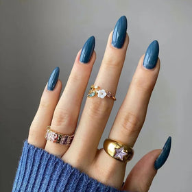 Artificial False Nail Art Pre-Glued Olecranon Pure Color Vintage Coffin Press-On Nails Different Colors
