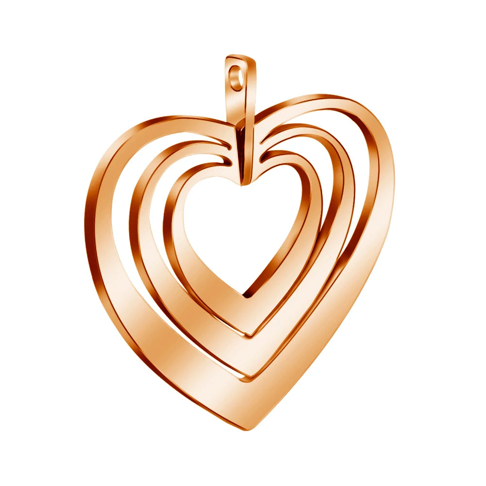Stainless Steel Hollowed 3 Hearts Pendant and Charm for Fashionable Necklaces
