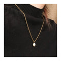 Chris April Simple Stainless Steel PVD Plated Minimalistic Freshwater Pearl Necklace