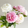 Hot Sale 3-Headed Realistic White Pink Peony Silk Flowers Artificial Peonies for Wedding Parties Home Decor Valentine's Day