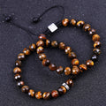 AA Grade 8mm Faceted Brown Tiger Eye Agate Natural Stone Beads Elastic Stretch Male Bracelet Trendy Yoga Jewelry for Men Gift