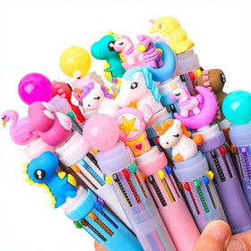 Cartoon unicorn Student Kids 10 Color Multicolor Pen for Promotional Christmas Gifts
