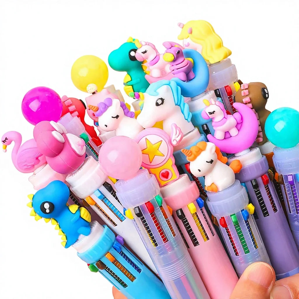 Cartoon unicorn Student Kids 10 Color Multicolor Pen for Promotional Christmas Gifts