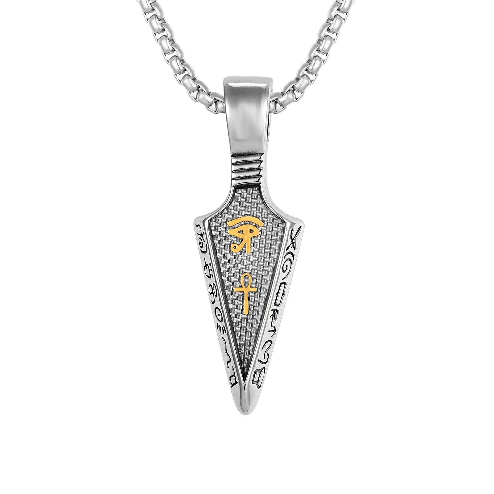 Vintage Personalized Man Jewelry Horus Eye Anka Spearhead Pendant Necklace Silver Necklace for Man
