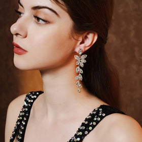 Wholesale Rhinestone Multiple Drop Dangle Earrings for Women Colorful Crystal Wedding Party Jewelry