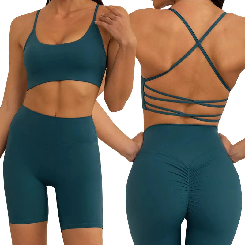 3Pcs New Bra Shorts Legging Gym Sportswear Active Wear Workout Exercise  Fitness Clothing Women Yoga Sets  PTS2267