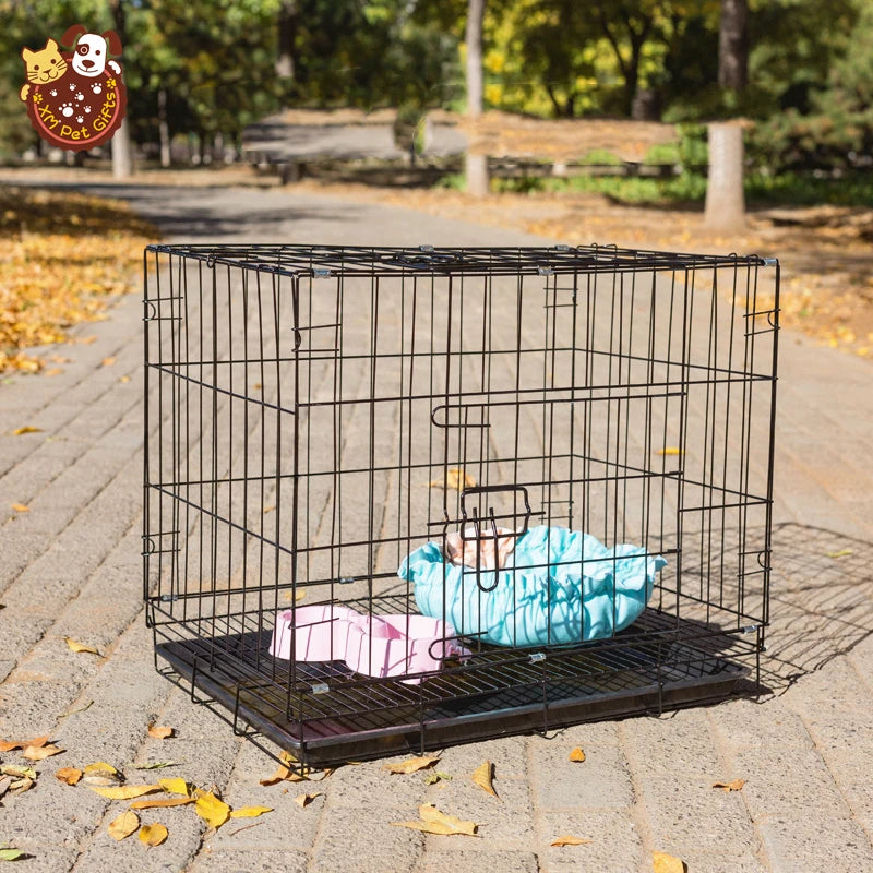 Wholesale Durable Portable Foldable Two-Door Top-Load Stainless Steel Dog Pet Cage for Sale