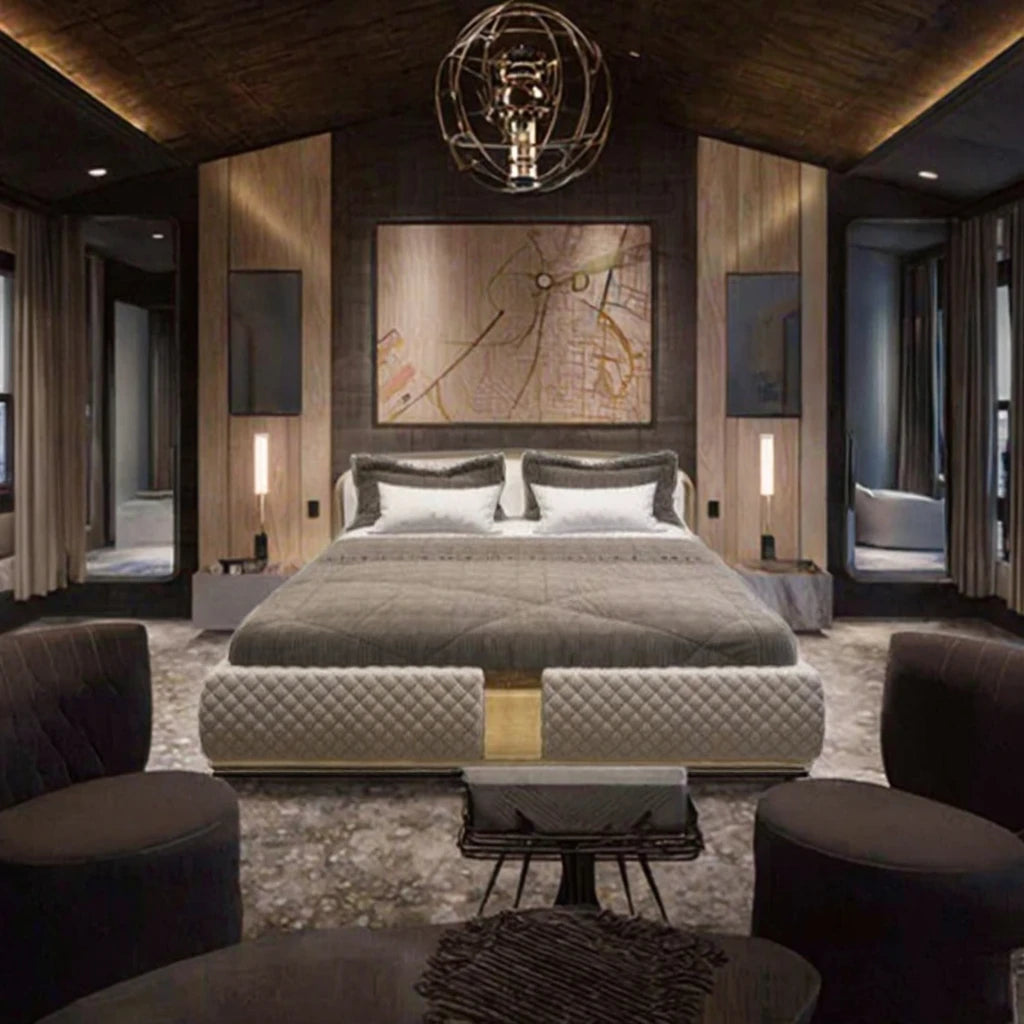 Modern Luxury Full Bed Room Furniture Sets New Commercial Application for Hotels and Apartments Wood Material
