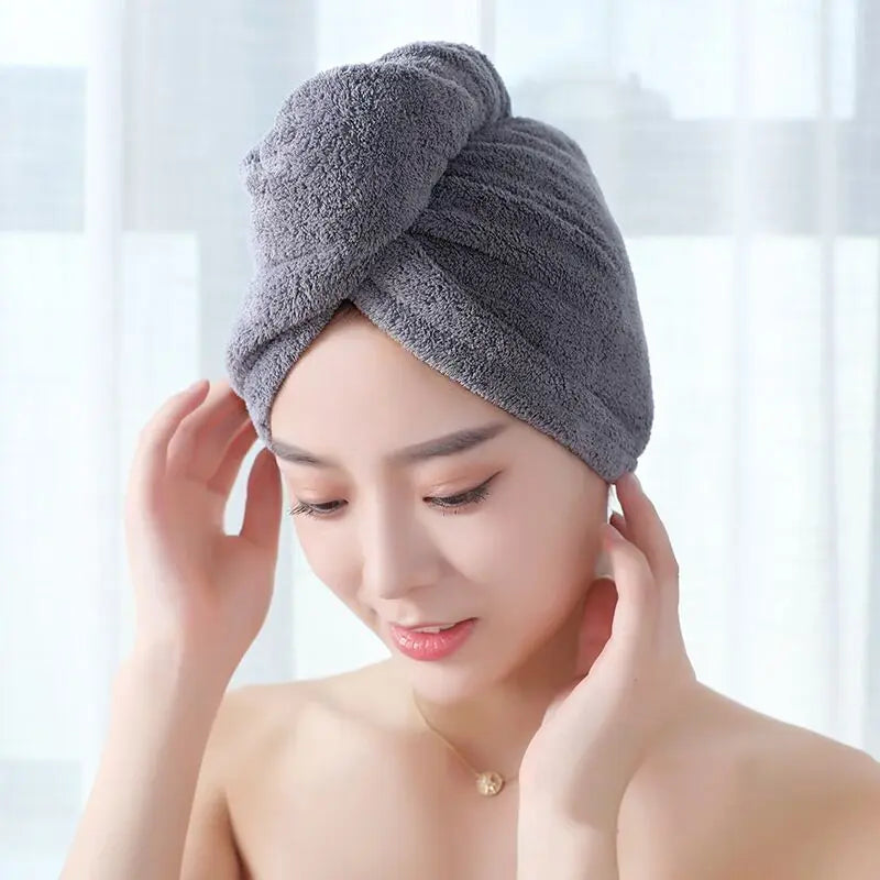 Women's Ultra Plush Microfiber Hair Drying Wrap Quick Dry Salon Towel Hair Turban-Super Absorbent Wholesale SPA Hand Bath Sheets
