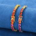 VEROMCA New Arrival 5mm Shiny Zircon Iced Colorful Gemstone Hip Hop Fashion Jewelry Tennis Chain Bracelet