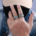 Vintage Personality Stainless Steel Gold Hip Hop Hemp Leaf Ring Fashion Trend Exquisite Men's Maple Leaf Punk Rock Band Ring