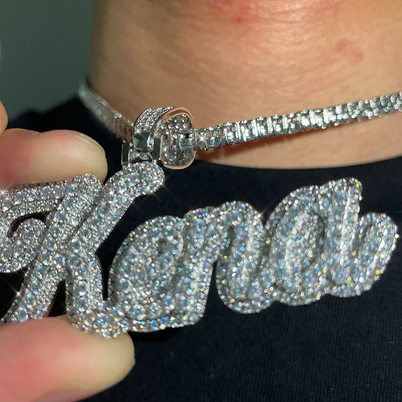 Custom Jewelry Designer Iced Out Diamonds Brass Letter AAA Zircon Customised Name Necklace