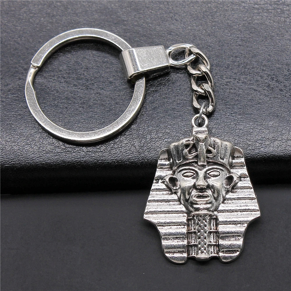 WYSIWYG 36x28mm Antique Silver Plated Antique Bronze Plated Zinc Alloy Egyptian Pharaoh Keychain Accessories P2-ABD-C10583
