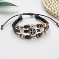 Bohemian Style Multi-layer Cross Pendants Leather Knitting Bracelets Charm Women Men Gifts KIB115