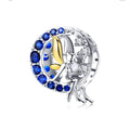 925 Sterling Silver Blue Moon Angel Charm Lunar Round Beads for Women DIY Jewelry Celestial Bracelet Making Supply BSC070