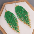 Kaimei 2022 Earring Fashion Jewelry Ethnic Tassel Rice Bead Earrings Women's Retro Handmade Bohemian Long Tassel Earrings Women