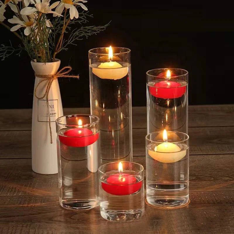Clear Cylinder Floor  Glass Candle Jars Votive Candle Holders for Wedding Party Decorative Candleholders for Home Decorations