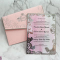 Cheap Price  Custom Laser Cut Silver Flower Pink Acrylic Invitation Card for Party Wedding Marriage Birthday Menu