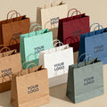 Custom Pink Glitter Reusable Kraft Paper Shopping Bag with Personalized Logo for Hair Business Promotion or Retail Use