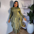 Factory Direct Pleated Floral Retro Plus Size for Elegant Woman Long Sleeve Midi Dress Dresses Women Lady Miyalki MegaBDM