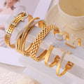 New Luxury Tarnish Free 18k Pvd Gold Plated 316L Stainless Steel Geometric Diamond Bracelet Bangle for Women