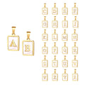 Gold Dainty square 26 Letters pink Sea Shell Mother of Pearl Letter Pendant Charms Initial