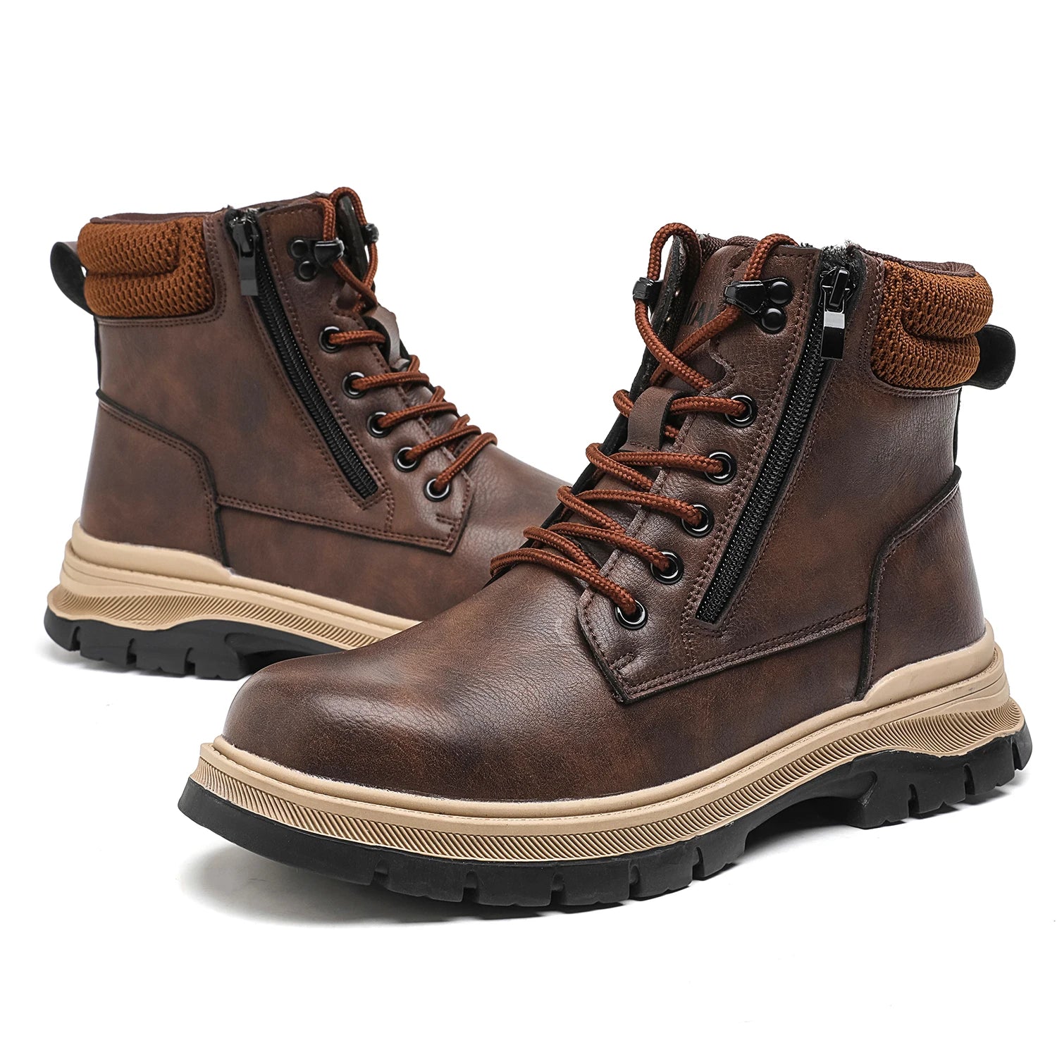 Diansen 710 High Boots Steel Toe Strong Waterproof Puncture-proof EVA Outsole Safety Boots for Construction Work Daily Wear