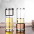 Hot Selling Tea Maker Tumbler Double Layer Glass Water Bottle with Tea Infuse Insulated Vacuum Flasks