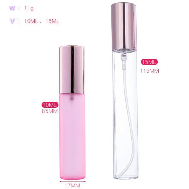 Perfume Bottle Packaging clear Empty Glass Spray Bottle Refillable 15 ml Perfume Bottle with Rose Gold  Aluminum Sprayer and Cap