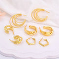 EM1249 18K Gold Plated Brass Fashion Chic Chunky Three Triple Earrings for Women Girls Ear Jewelry Cuff Hoop Huggies Earring