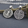 Stainless Steel Silver St Sent Saint Benedict Jude Medal Engraving Coin Pendant Ayatul Kursi Necklace Jewelry Men No Chain
