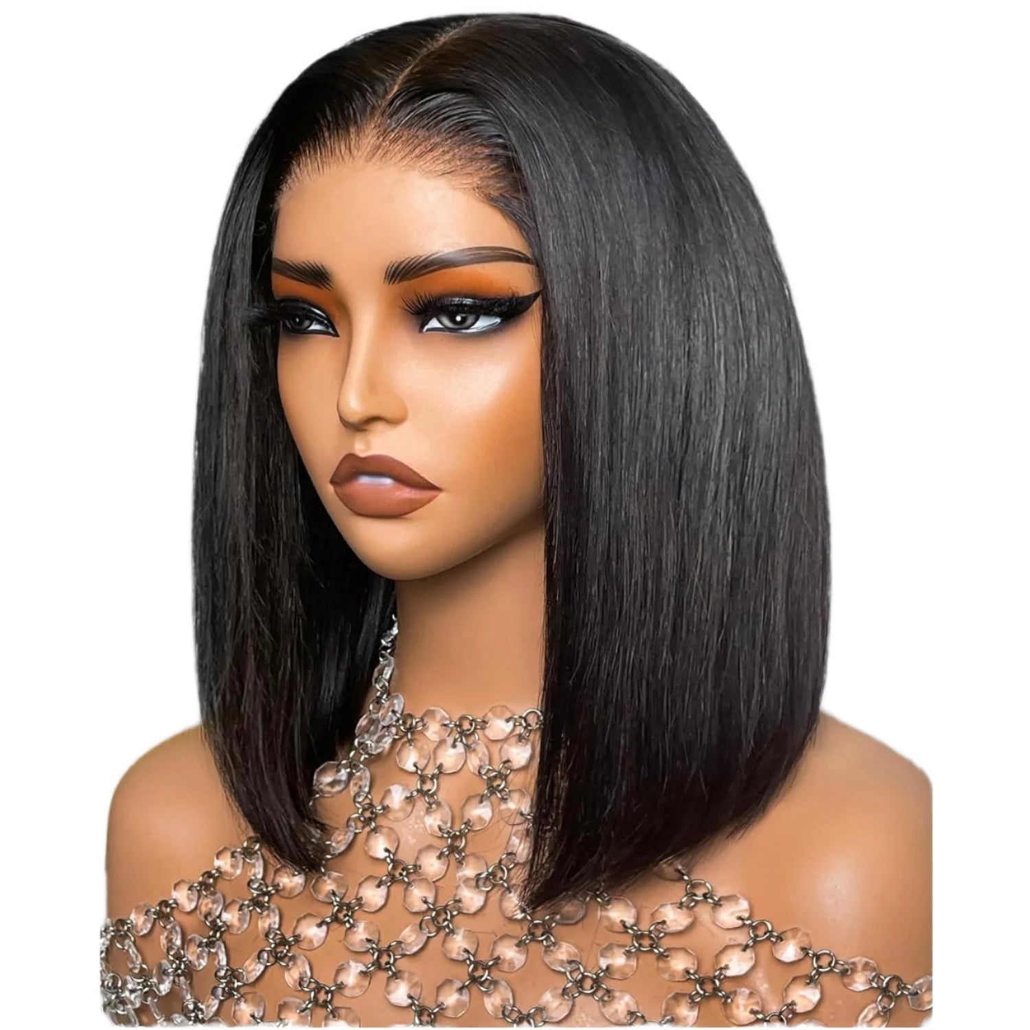 12A Brazilian for Bob Wig Double Drawn Glueless for Lace Silky Straight Wave Tangle-Free Kinky