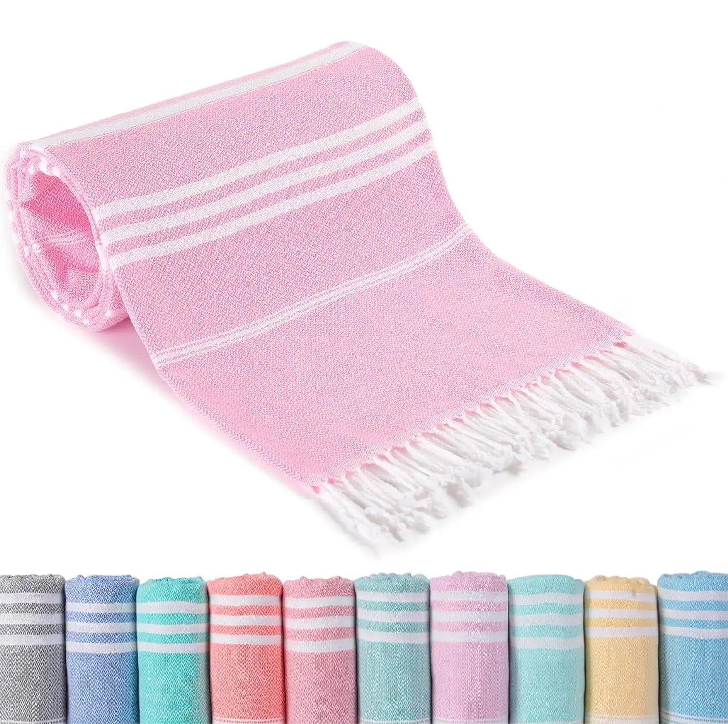 Modern Simplicity 100% Cotton Beach Towel Quick Dry Flat Weave Cotton Fringes Striped Boho Turkish Bath Hotels Summer Season