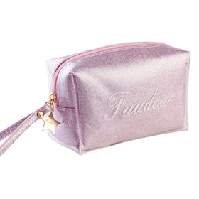 Wholesale Waterproof Portable Large Capacity Zipper Pouch Transparent Beauty Travel Makeup Bag Shiny Clear Pvc Cosmetic Bag
