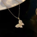Titanium Stainless Steel Butterfly Necklace Woman Cat Eye Rhinestone Oval Pendant Necklace Pendant for Girl