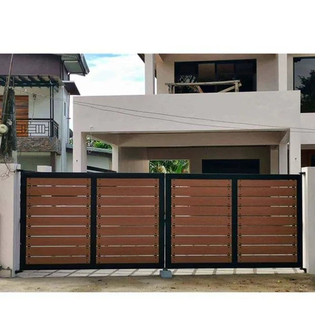 Co Extrude Waterproof Wood Plastic Composite WPC Garden Fence Gate Door for Outdoor
