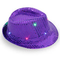 LED Light up Sequins Fedora Hat Jazz Hat Cap  Cowboy Hat for Kids Girl Boy Birthday Party Favor