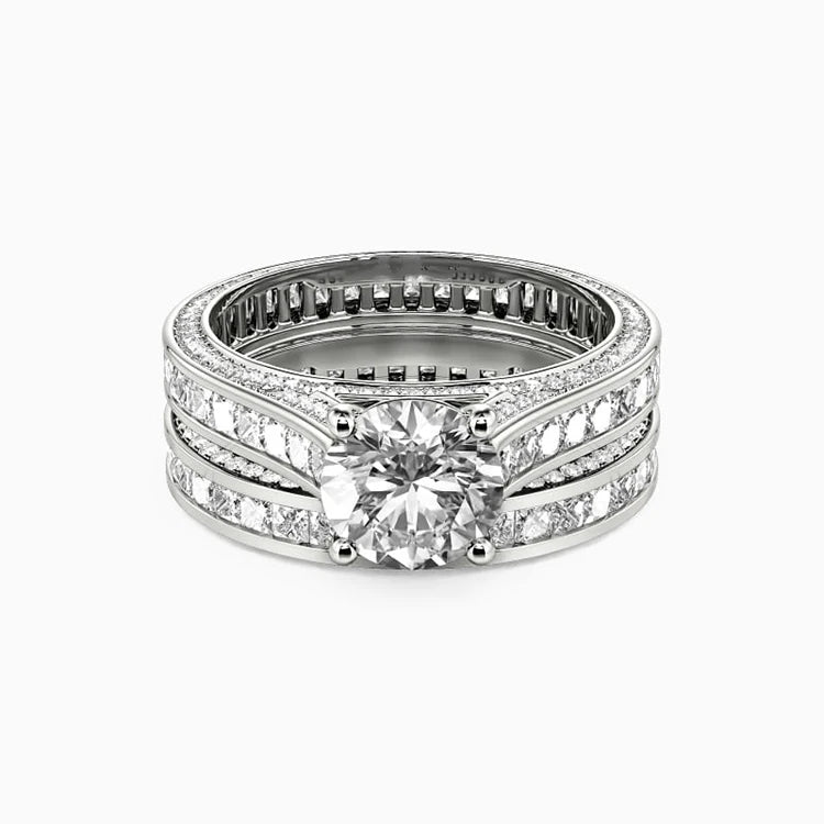 SGARIT 14K White Gold Wedding Ring Set 1CT Brilliant Cut Moissanite Engagement Ring Luxury Full Diamond Jewelry