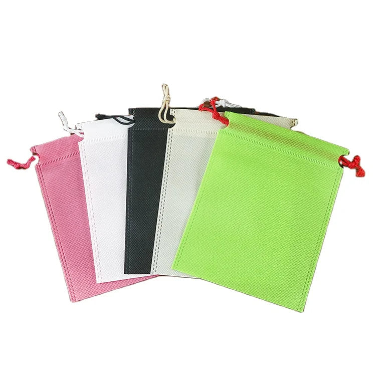 Wholesale Custom Logo Printed Gift Canvas Cotton Non Woven Double String Handbag Shoe Dust Drawstring Bag