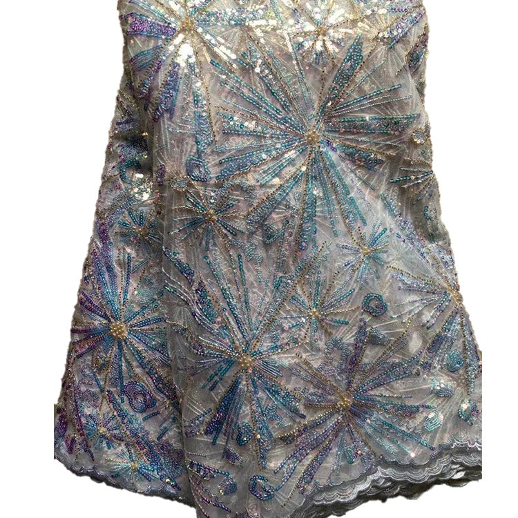 Beads Embroidery Fabric Beaded Lace Fabric African Laces Fabrics for Women