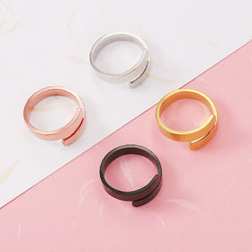 Best Selling Adjustable Gold Plated Stainless Steel Mirror Surface Open Engraved Ring Custom