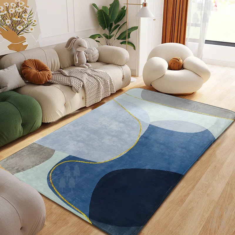 Modern Living Room Machine Made Anti-Slip PET Friendly Flannel Velvet Rugs Printed Carpets