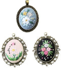 Embroidery Starter KitPendant DIY Charm Necklace Jewelry with Needle Thread Embroidery Necklace Set
