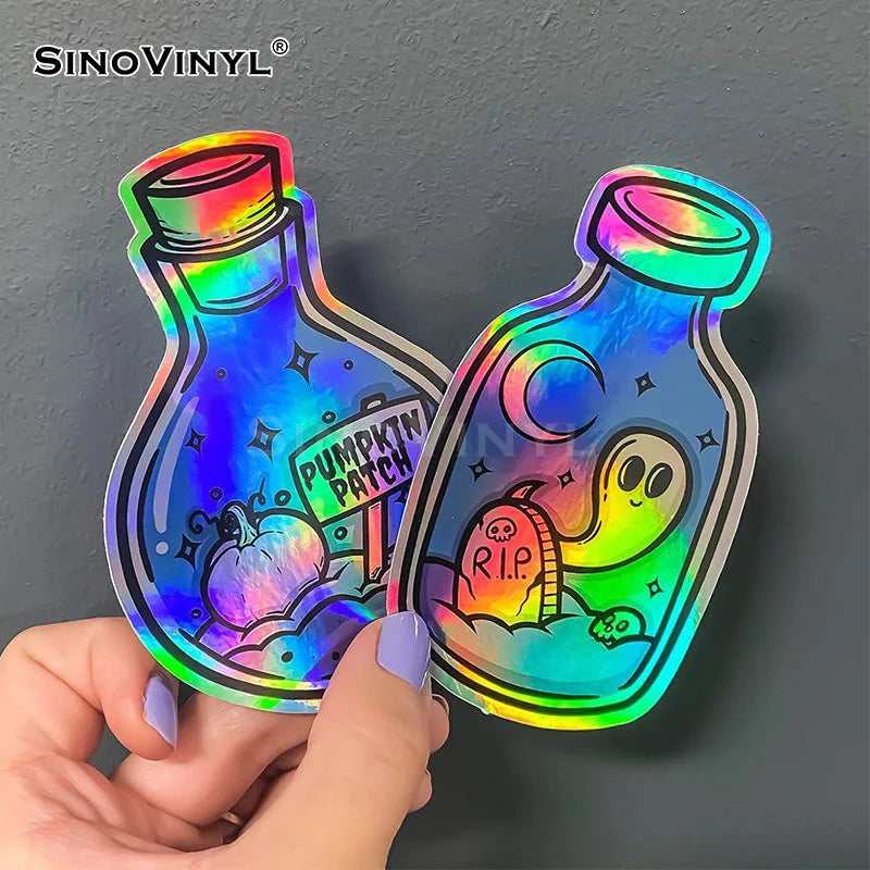 Poster Materials SINOVINYL Eco Solvent Printing Label Sticker Permanent Glue Chrome Silver Laser Holographic Self Adhesive Vinyl Film