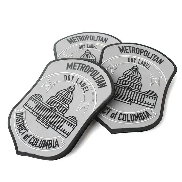 Hook and Loop Custom Embossed Name Logo Silicone Patches Rubber PVC Badges for Uniform