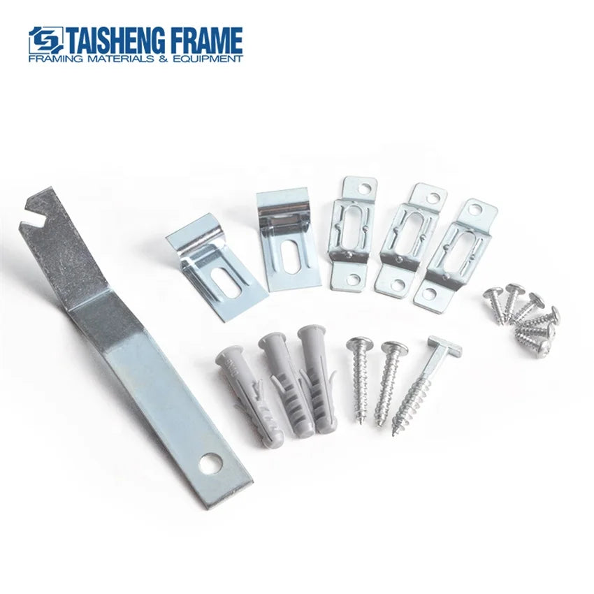 TAISHENG FRAME TS-K258 Iron Screw & Top Hook Kit with Black Oxide Finish for Picture Frames Mirror Frame Hardware 1 Bag