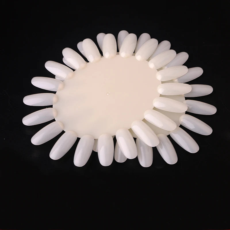 Custom Sunflower Shaped Artificial False Nail Art Tips Flower Wheel Plastic Card Display Template for Practice Nail Supplies