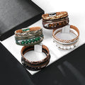 DHJ00082 Fashion Wooden Beads Bracelet Women's Leather Bracelet Exaggerated Bracelet Jewelry