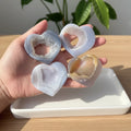 Liktwind Nature Agate Geode Crystal Heart Palm Stone Pocket Massage Worry Stone 5-8cm Polished for Chakra Balancing Reiki