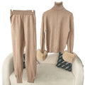 Women's Winter Autumn Wool Cashmere High Neck Coat Sweater Suit Knitted Thickened Warm Loose Casual Outwear